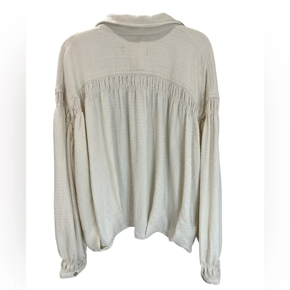 We The Free Ivory Rockaway Oversized Crop Shirt Medium - Picture 6 of 11